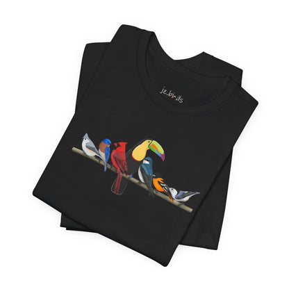 Birds on a Branch Toucan Cardinal Oriole Bluebird Tree Swallow Bluebird Birding & Birdwatching T-Shirt