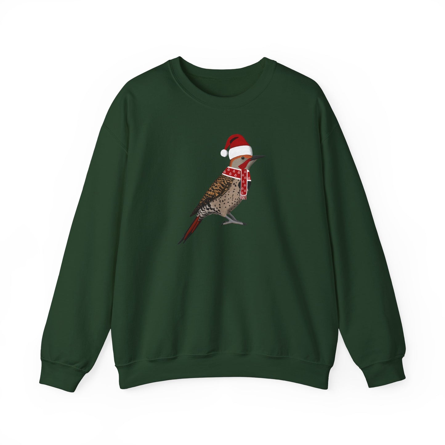 Northern Flicker with Christmas Hat Bird Birdwatcher Sweatshirt