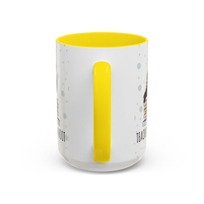 Cute Owl on Books Teacher Mug – Teaching is a Hoot – Two-Tone Classroom Coffee Cup