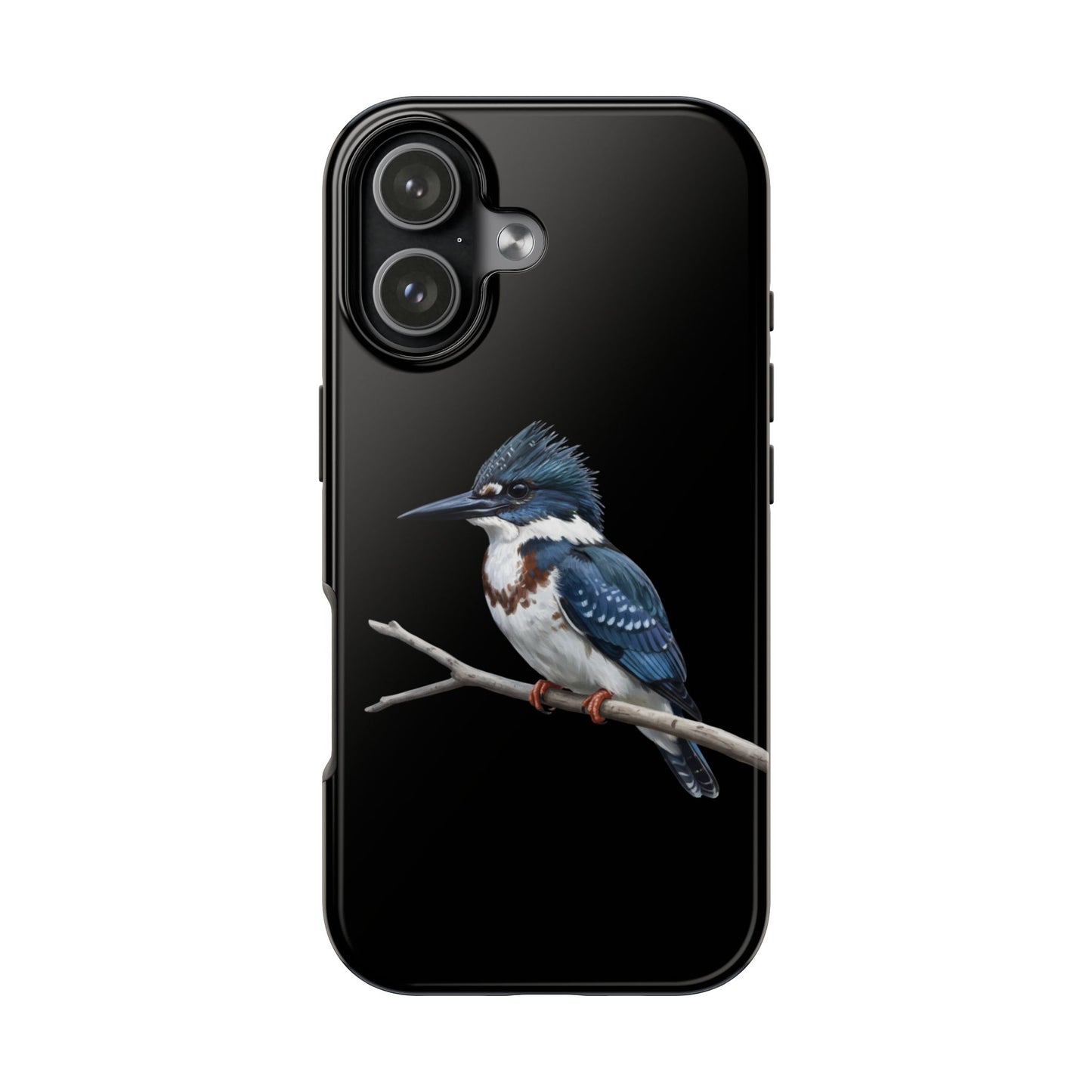 Belted Kingfisher iPhone Case – Premium Tough Phone Cover Black