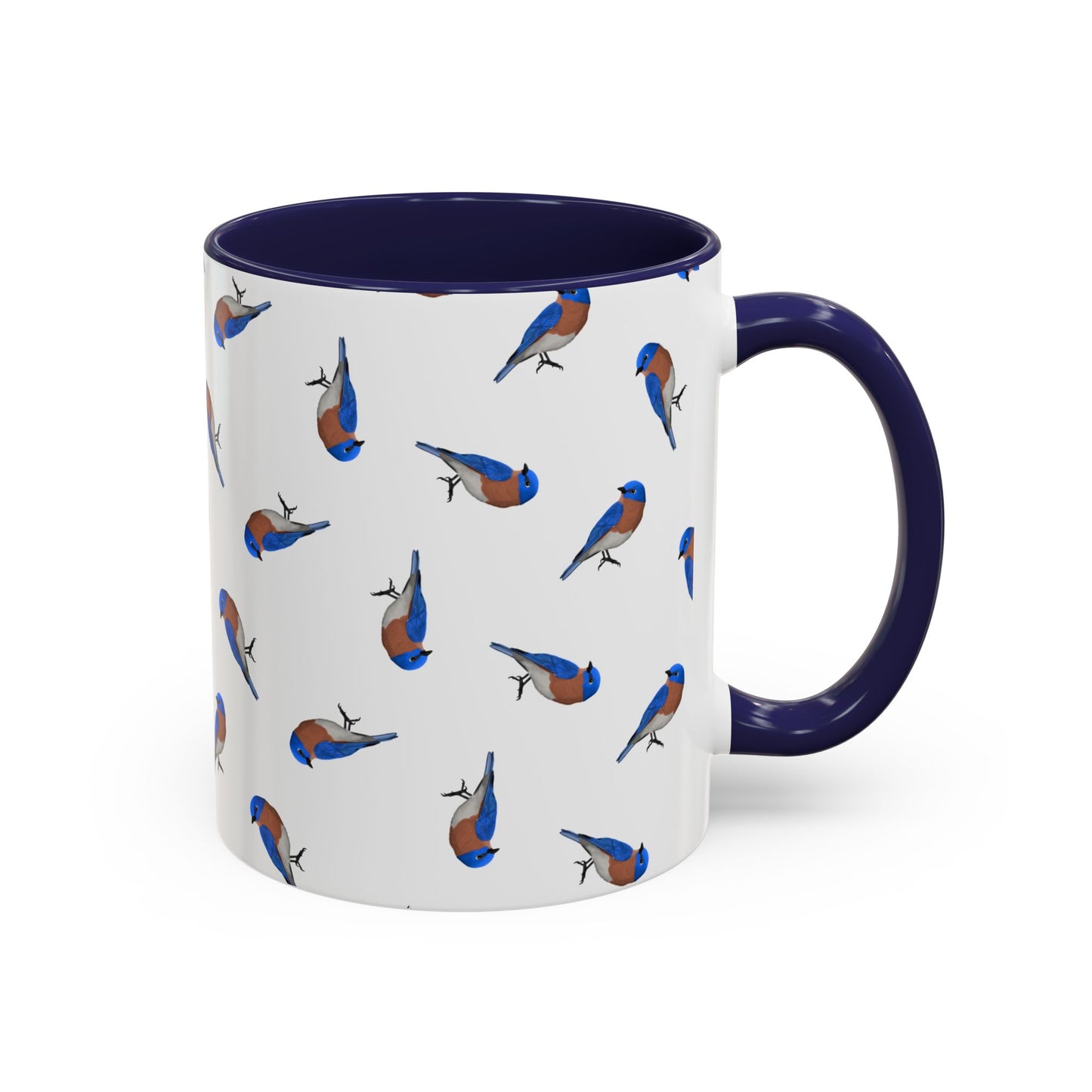 Bluebird All-Over Pattern Accent Mug | Colorful Bird Lover Gift for Birdwatchers