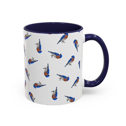 Bluebird All-Over Pattern Accent Mug | Colorful Bird Lover Gift for Birdwatchers
