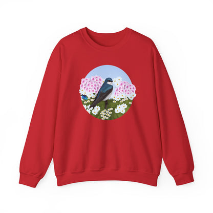 Tree Swallow with Summer Flowers Sweatshirt Birding & Bird Watching Bird Lovers