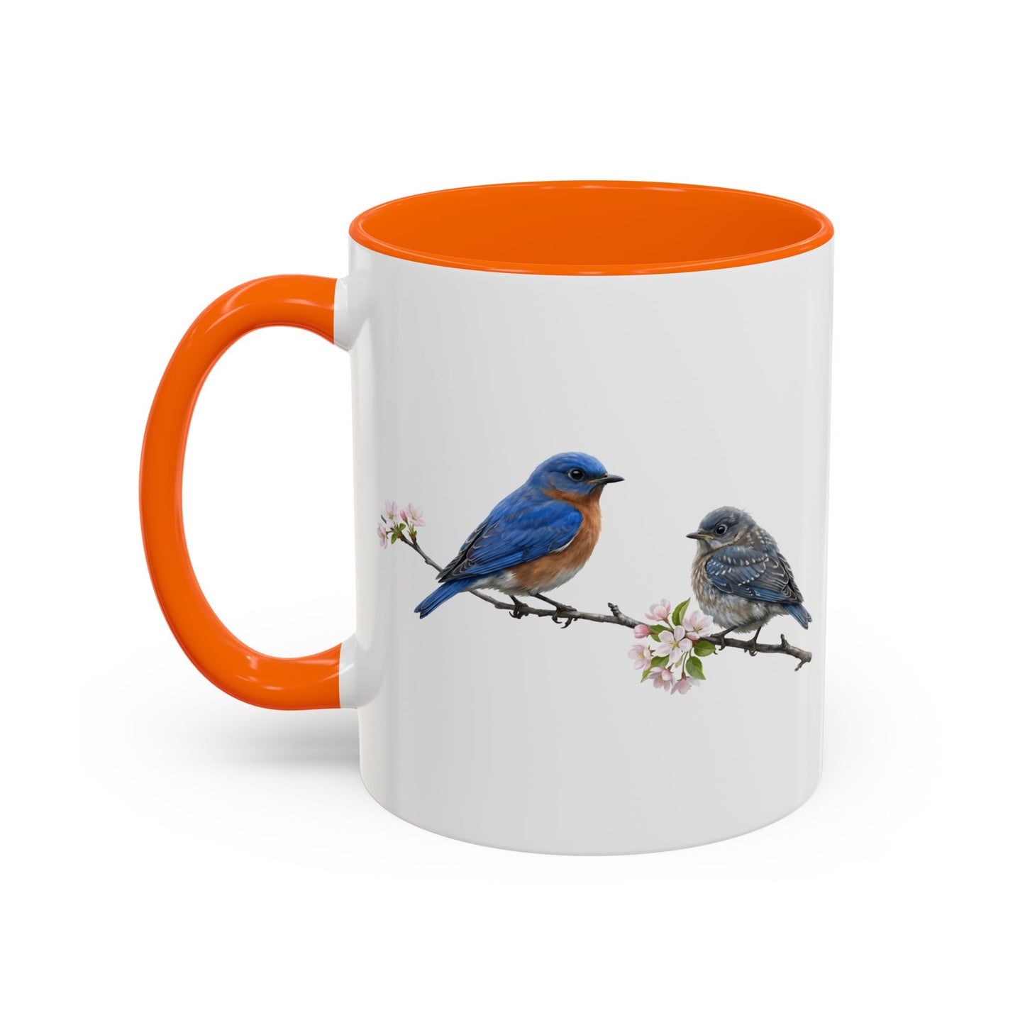 Eastern Bluebird & Fledgling Two-Tone Mug | Spring Bird Lover Gift