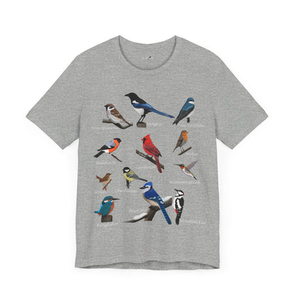 Garden Birds Blue Jay Cardinal Robin Chickadee Birding & Birdwatching Bird T-Shirt