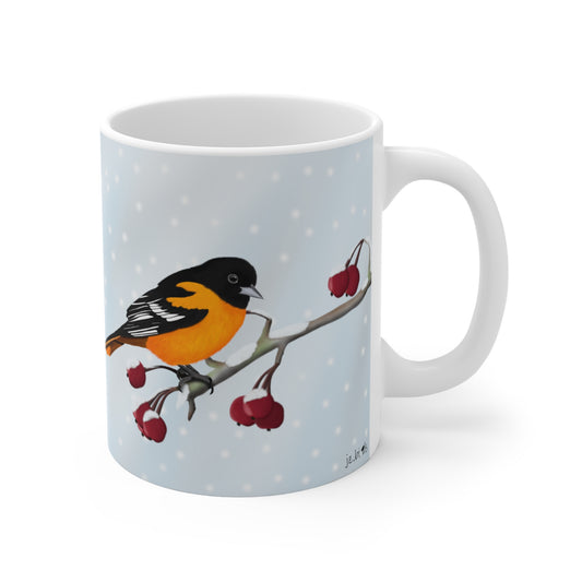 Baltimore Oriole Winter Bird Ceramic Mug 11oz