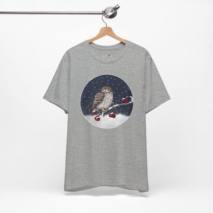 Owl on a Winter Branch Birdwatcher Christmas Bird T-Shirt