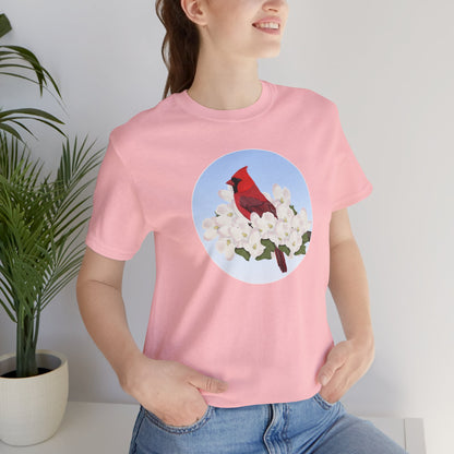 Cardinal and Spring Apple Blossoms Bird T-Shirt