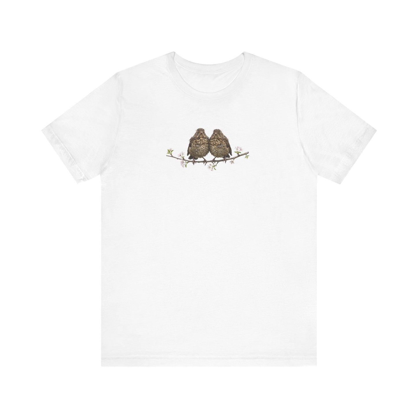 Blackbird Fledgling T-Shirt | Spring Blossoms Unisex Graphic Tee for Bird Watchers