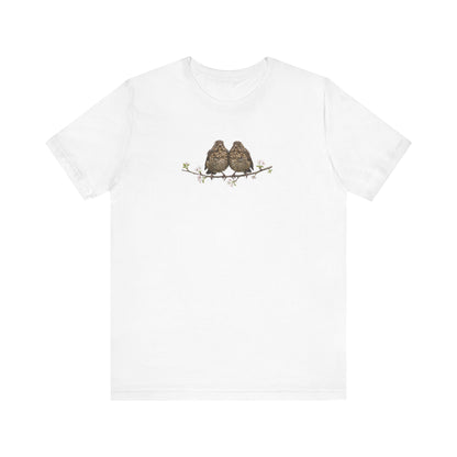 Blackbird Fledgling T-Shirt | Spring Blossoms Unisex Graphic Tee for Bird Watchers