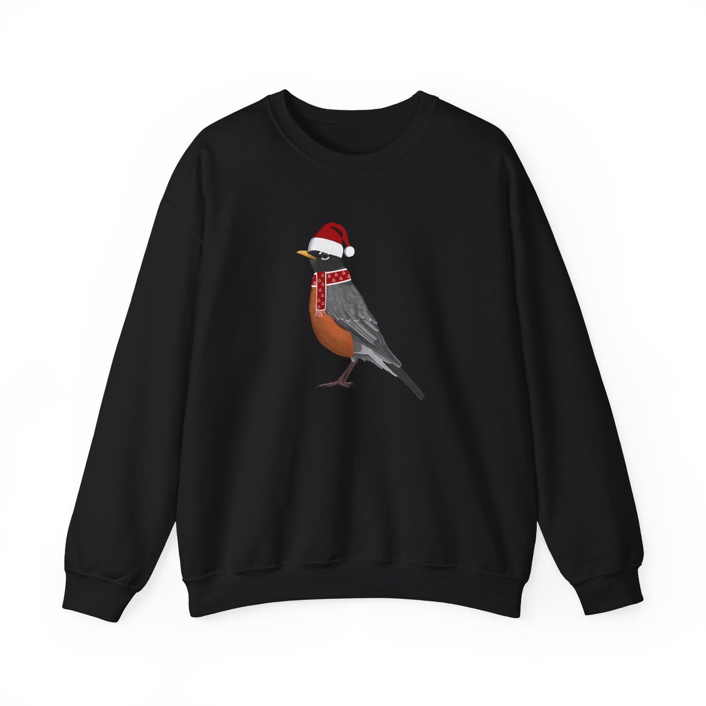 Robin with Christmas Hat Bird Birdwatcher Sweatshirt