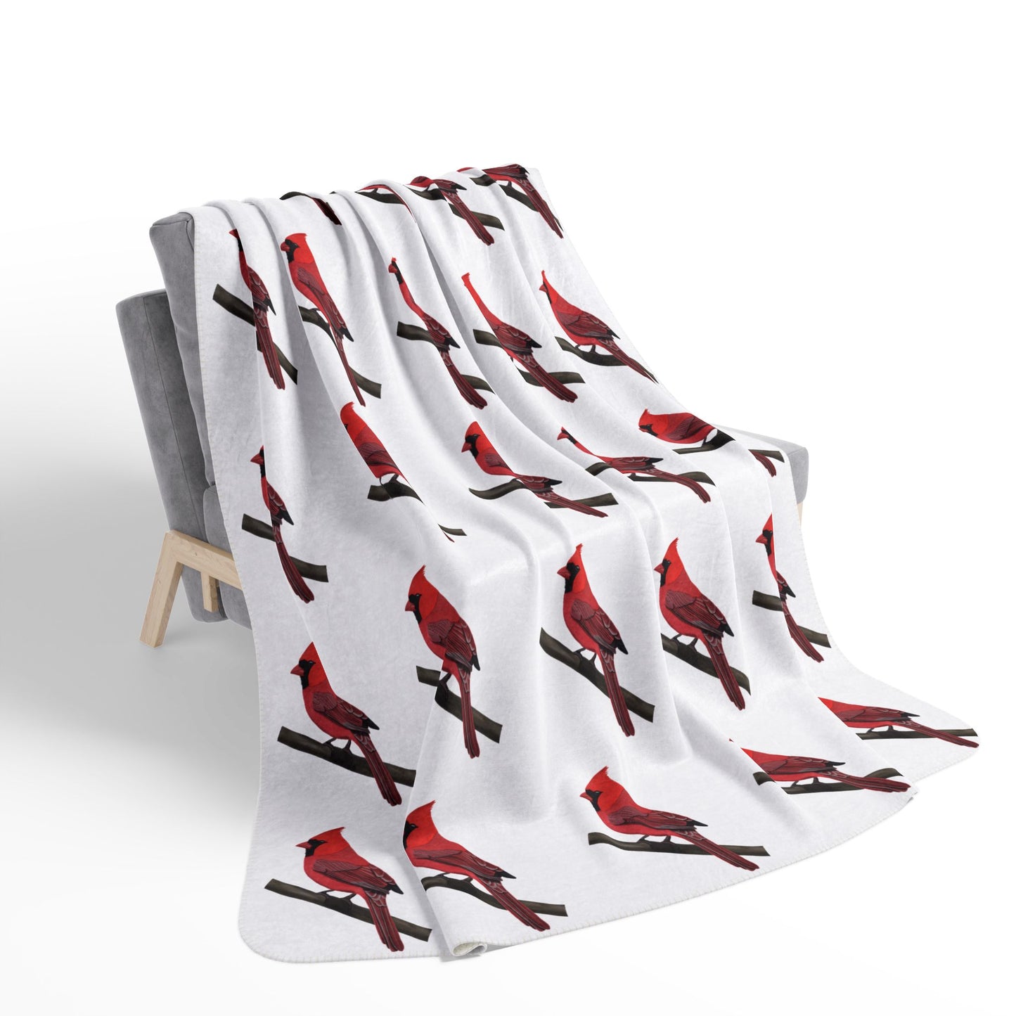 カーディナルアート フリース シェルパブランケット (60インチ x 80インチ) - 鳥好きの方にぴったりの、厚手で極上の柔らかさ、心地よいブランケット