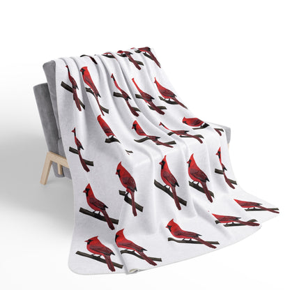 カーディナルアート フリース シェルパブランケット (60インチ x 80インチ) - 鳥好きの方にぴったりの、厚手で極上の柔らかさ、心地よいブランケット