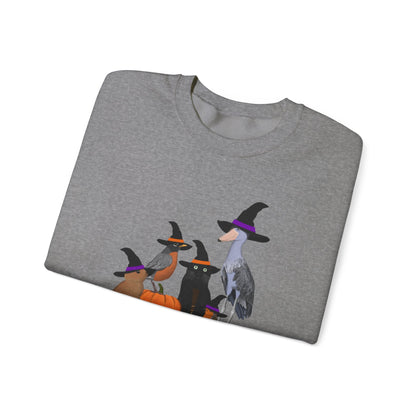 Robin Shoebill Rabbit with Cat Happy Halloween Birds Sweatshirt