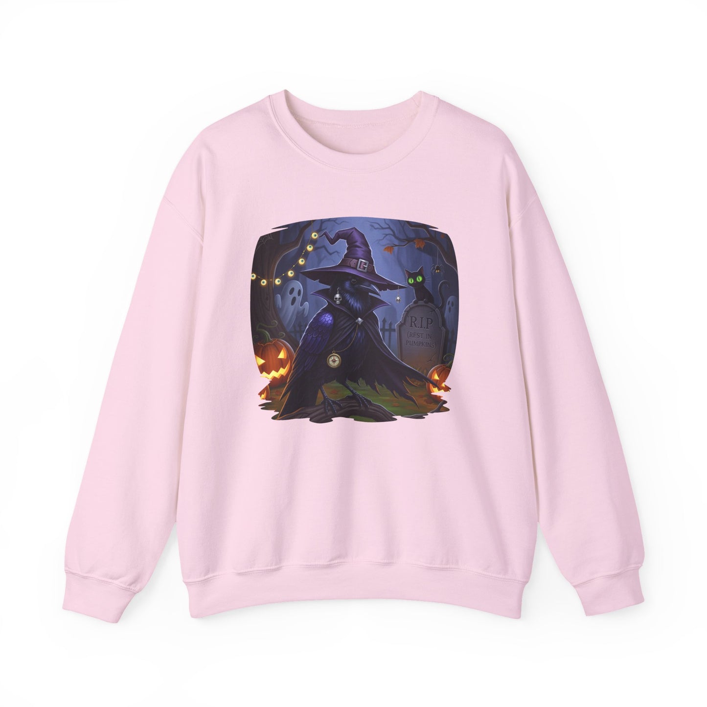 Black Crow Halloween Bird Sweatshirt - Spooky Halloween Costume for Bird Lovers