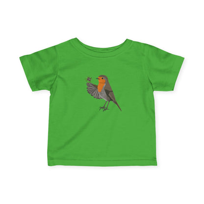 Süßes Rotkehlchen mit Glücksklee Vogel Tiermotiv T-Shirt für Babys und Kleinkinder