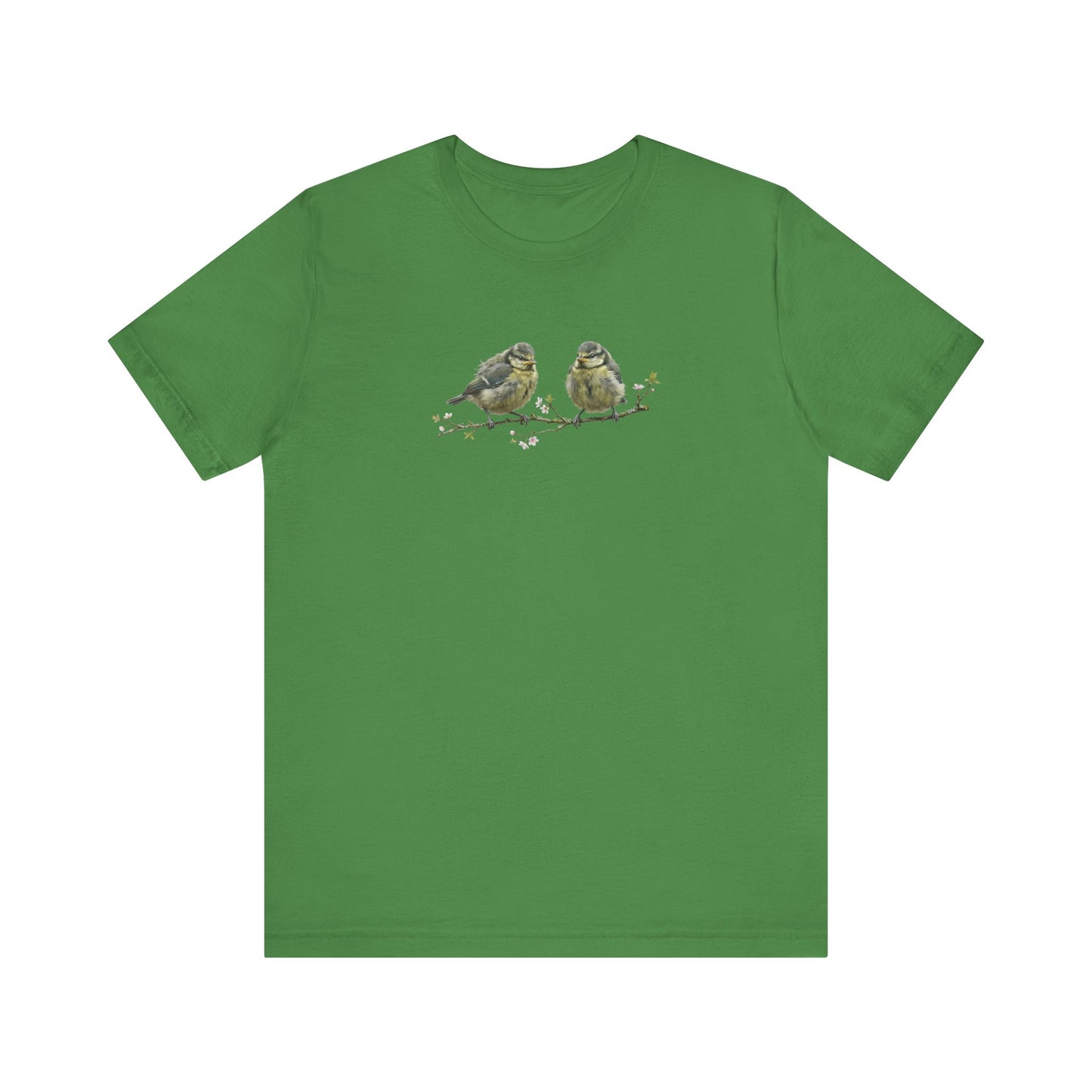 Blue Titmouse Fledgling T-Shirt | Spring Blossoms Unisex Graphic Tee for Bird Watchers