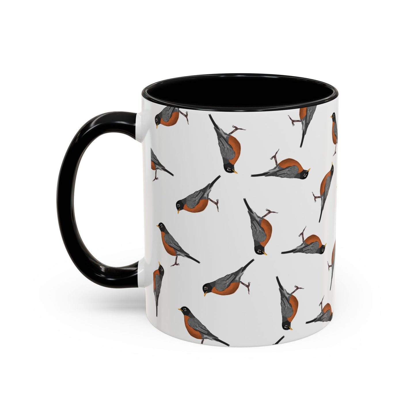 American Robin All-Over Pattern Accent Mug | Colorful Bird Lover Gift for Birdwatchers