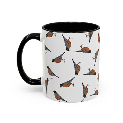 American Robin All-Over Pattern Accent Mug | Colorful Bird Lover Gift for Birdwatchers