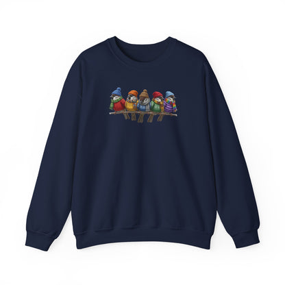 Spatzen in Strick Winter-Sweatshirt | Unisex Vogel Sweater für Vogelfreunde & Vogelbeobachter
