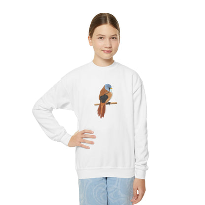 Bearded Reedling Bird Birdwatching Youth Crewneck Sweatshirt