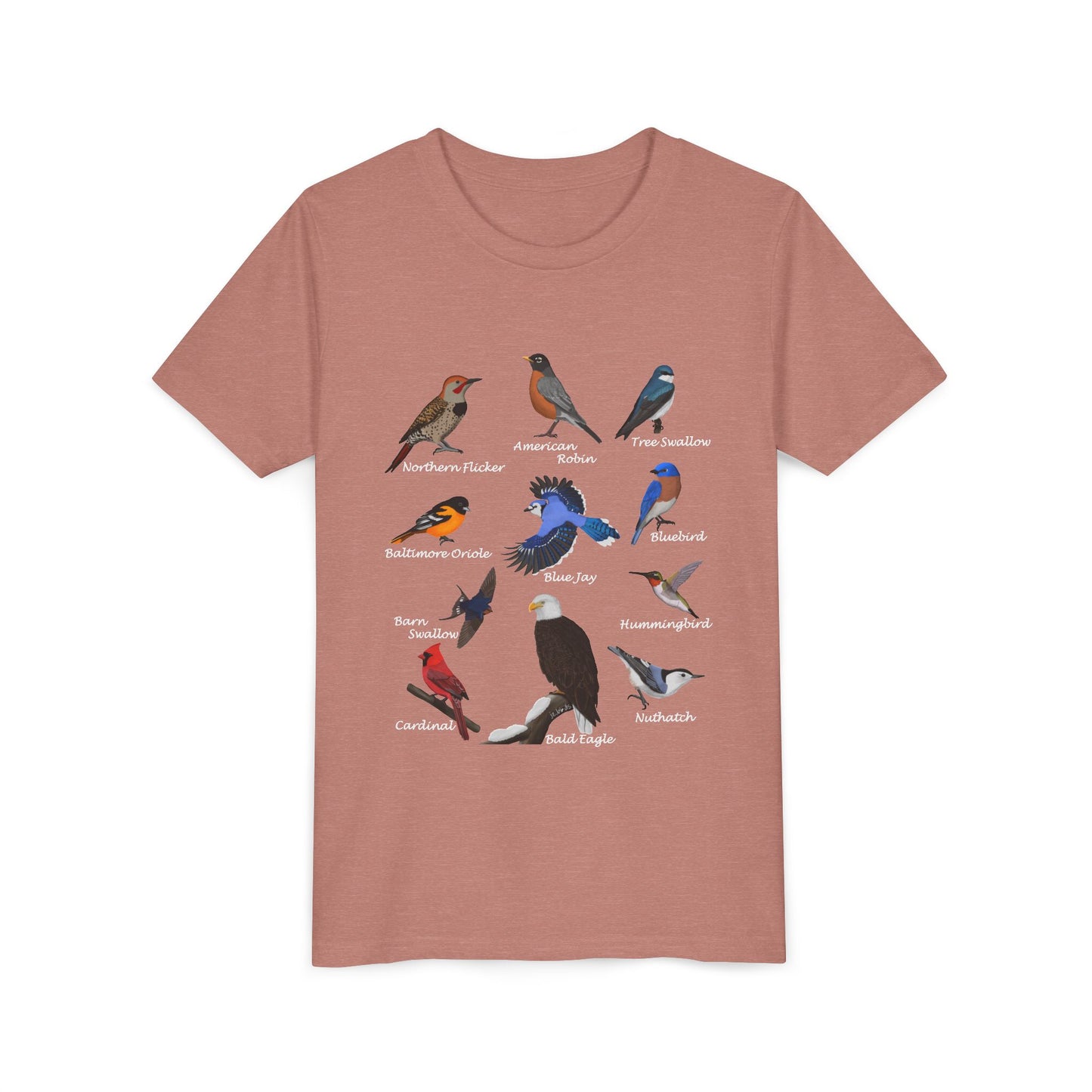 Bald Eagle Blue Jay Cardinal Oriole Hummingbird Birding & Birdwatching Bird Youth T-Shirt