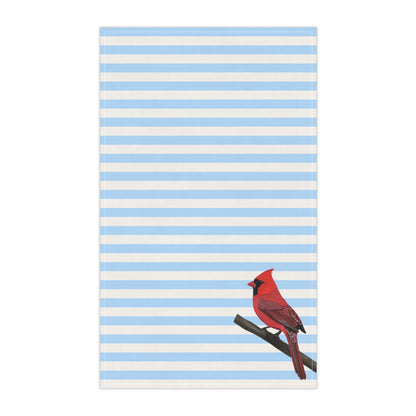 Cardinal Bird Art Kitchen Towel Blue White 18" × 30"