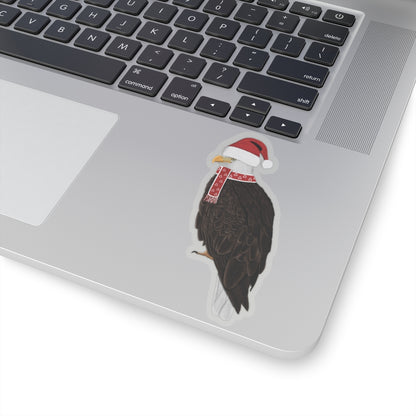 Bald Eagle with Santa Claus Hat and Scarf Christmas Bird Sticker