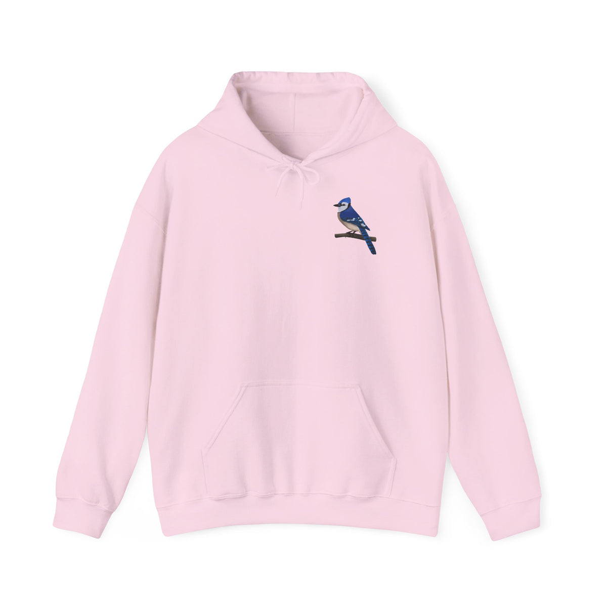 Blauhäher (Blue Jay) Kapuzenpullover – Minimalistischer Hoodie mit Vogelmotiv auf Ast