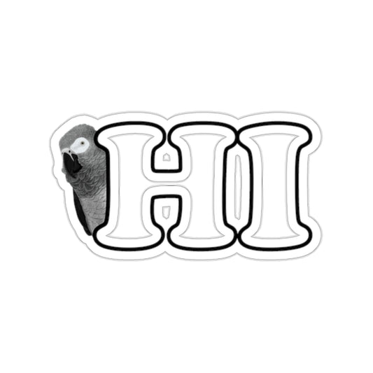 Grey Parrot Hi Bird Kiss-Cut Sticker