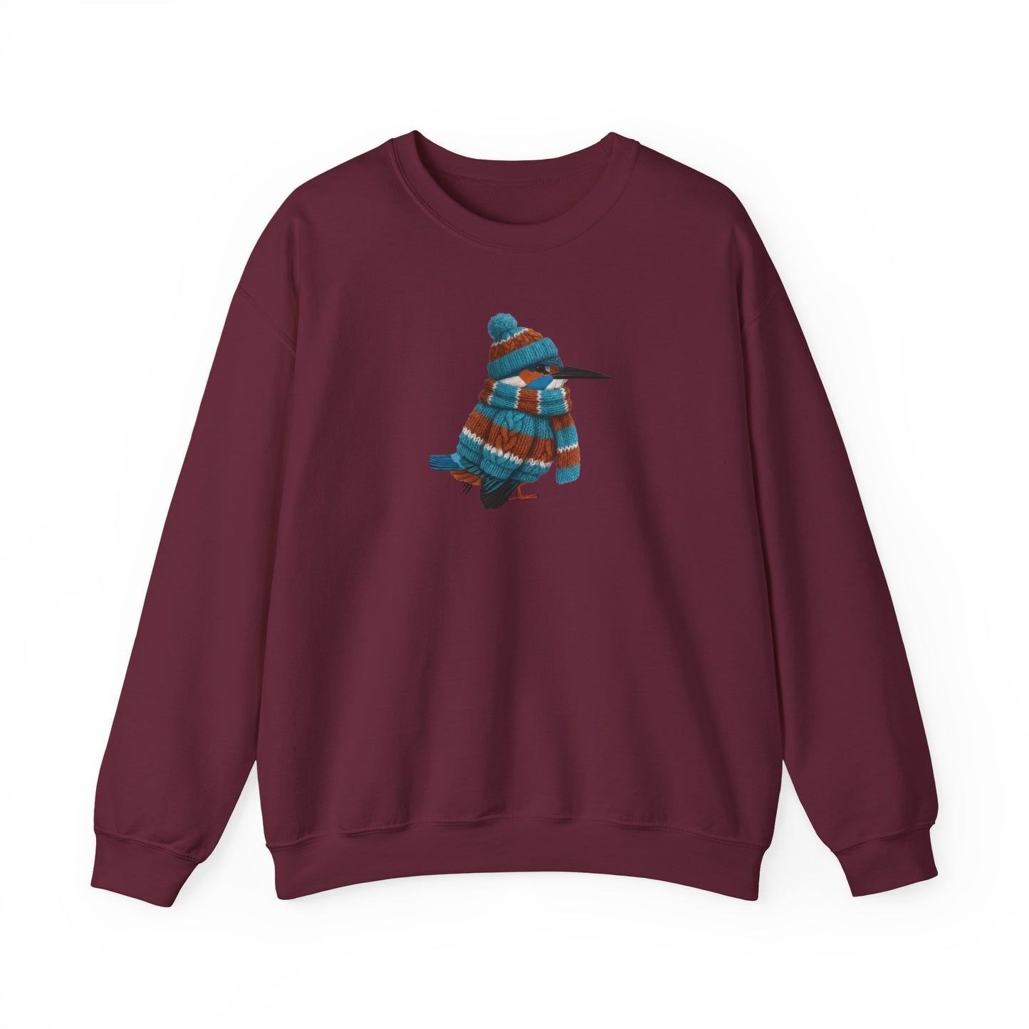 Kingfisher Winter Sweatshirt | Bird Watcher Crewneck | Unisex Songbirds Wearing Knit Gift for Bird Lovers