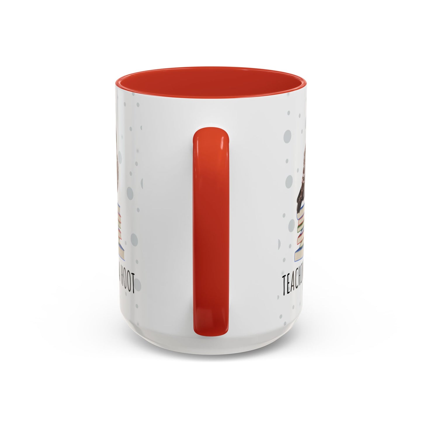 Cute Owl on Books Teacher Mug – Teaching is a Hoot – Two-Tone Classroom Coffee Cup