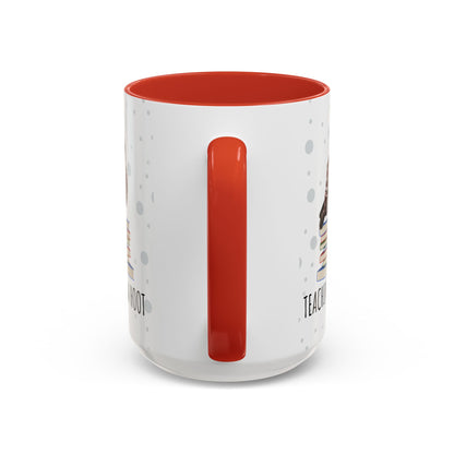 Cute Owl on Books Teacher Mug – Teaching is a Hoot – Two-Tone Classroom Coffee Cup