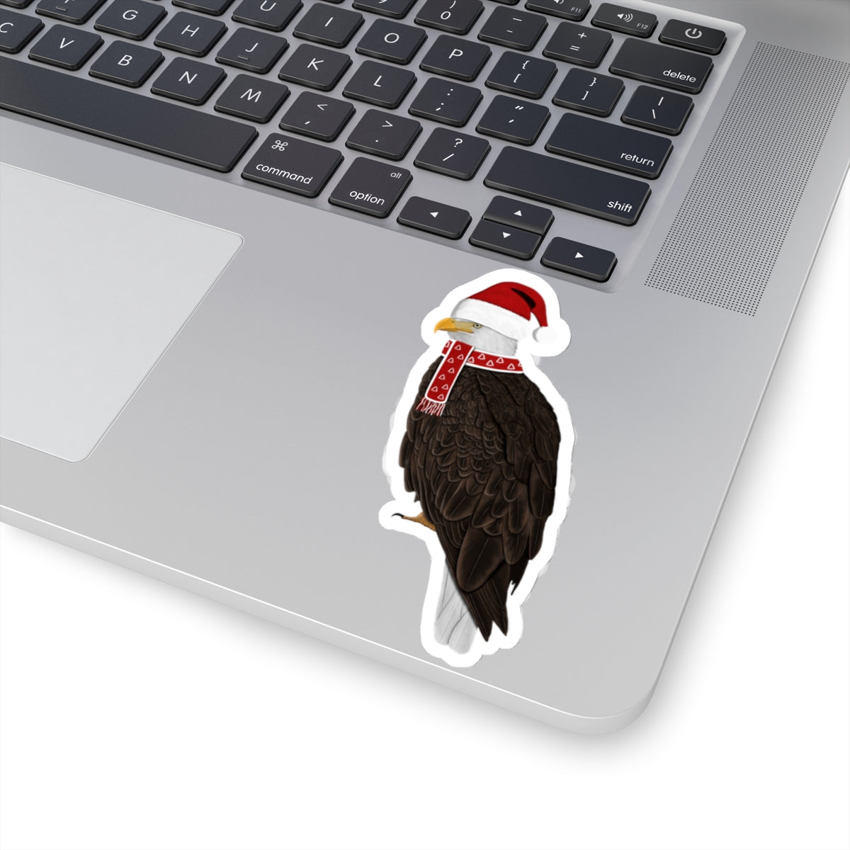 Bald Eagle with Santa Claus Hat and Scarf Christmas Bird Sticker