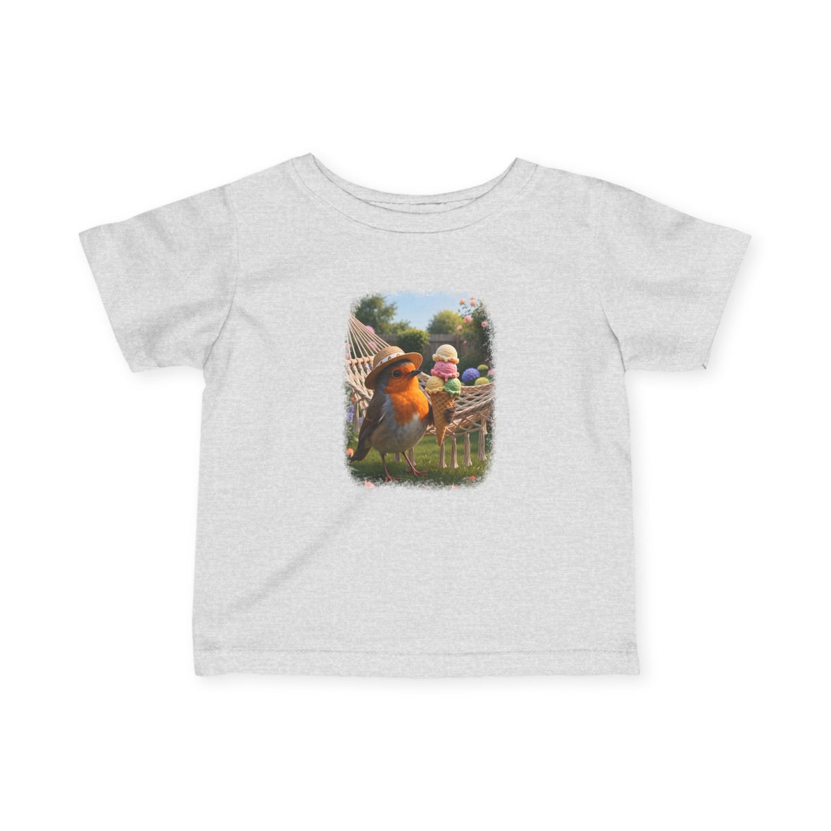 Robin Rosi with Ice Cream Cute Bird Baby & Toddler Fine Jersey T-Shirt