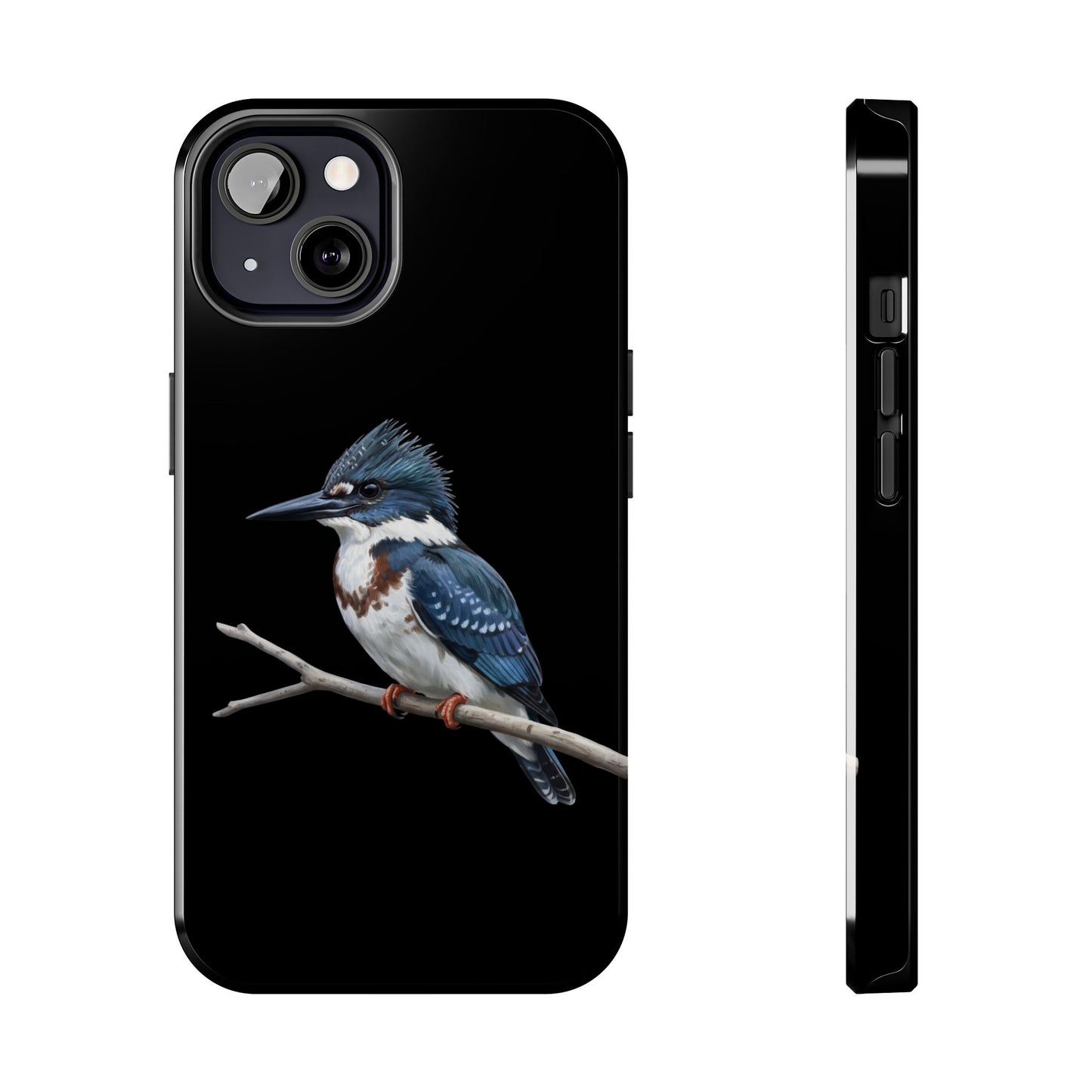 Belted Kingfisher iPhone Case – Premium Tough Phone Cover Black