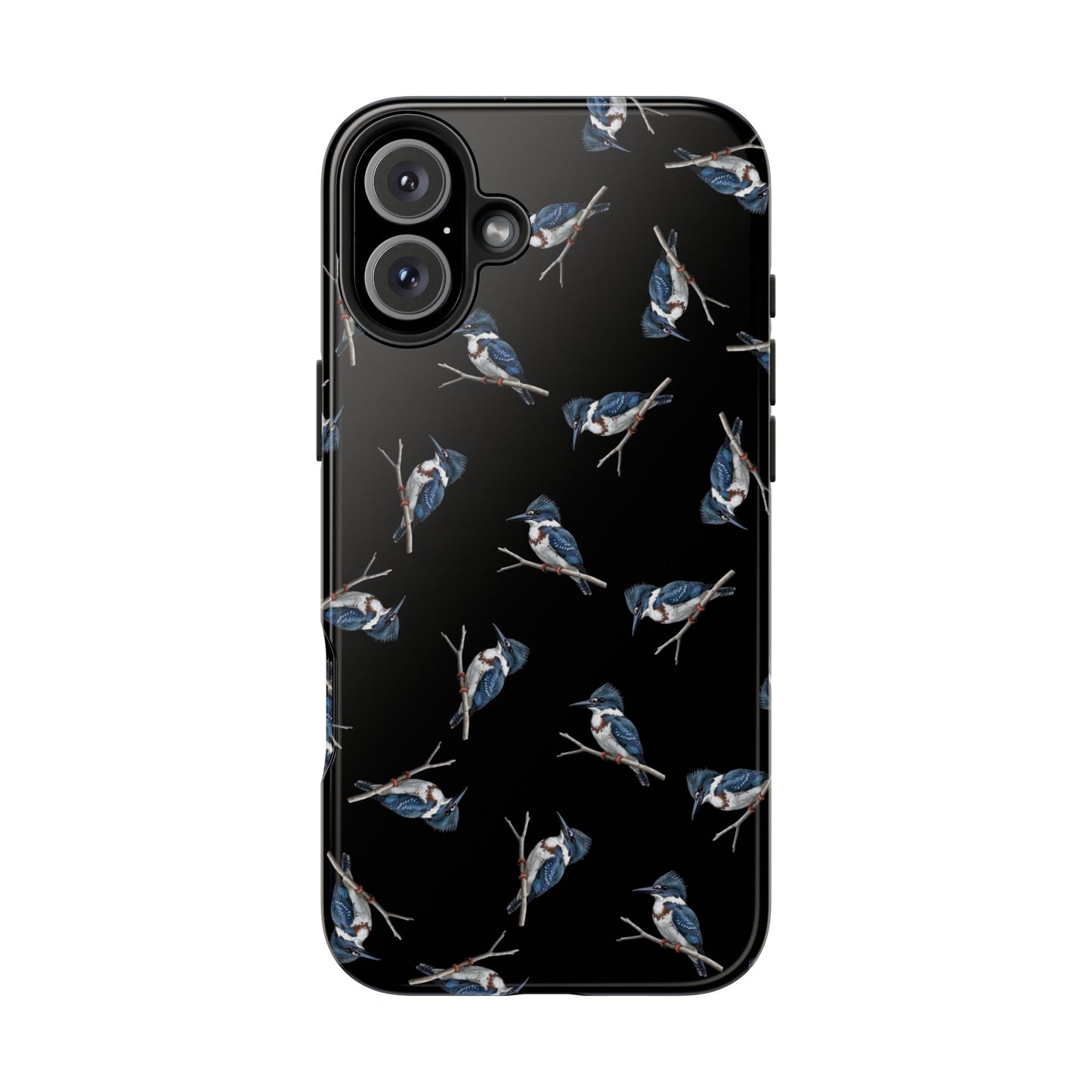 Belted Kingfisher iPhone Case Black – Premium Tough Phone Cover for Bird Lovers
