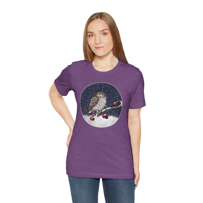 Owl on a Winter Branch Birdwatcher Christmas Bird T-Shirt