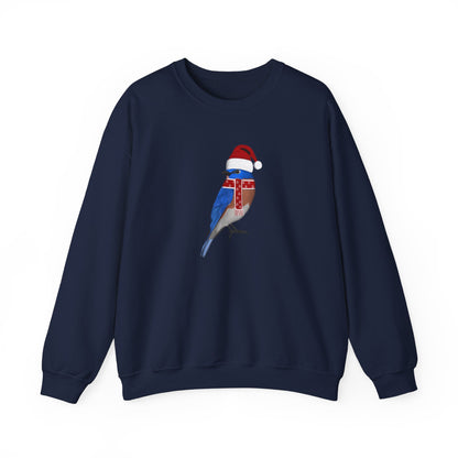 Bluebird with Christmas Hat Bird Birdwatcher Sweatshirt