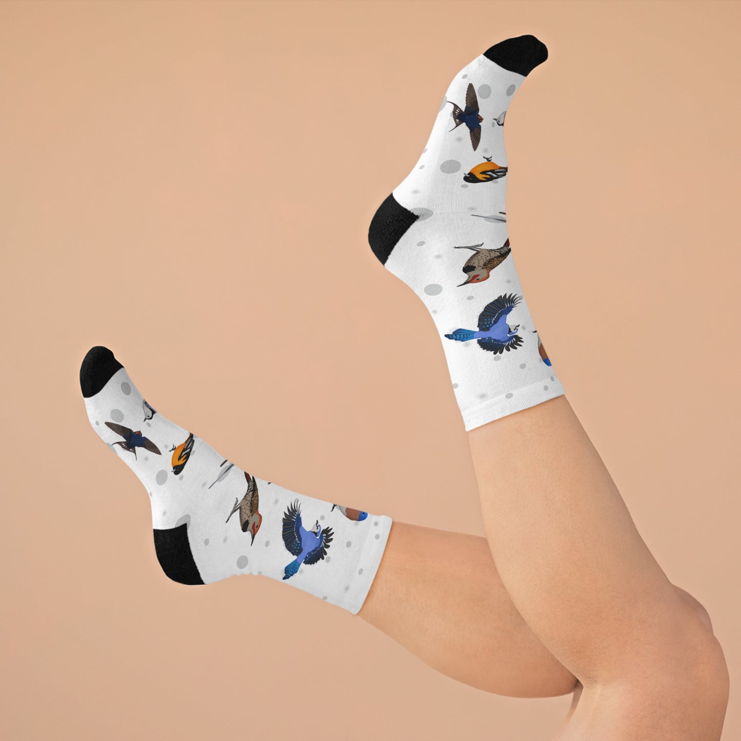 Cardinal Robin Bluebird Bird Socks White for Bird Lovers One Size