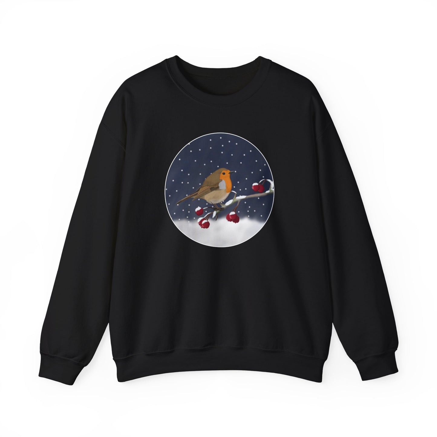 Robin on a Winter Branch Christmas Bird Sweatshirt