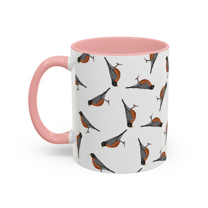 American Robin All-Over Pattern Accent Mug | Colorful Bird Lover Gift for Birdwatchers