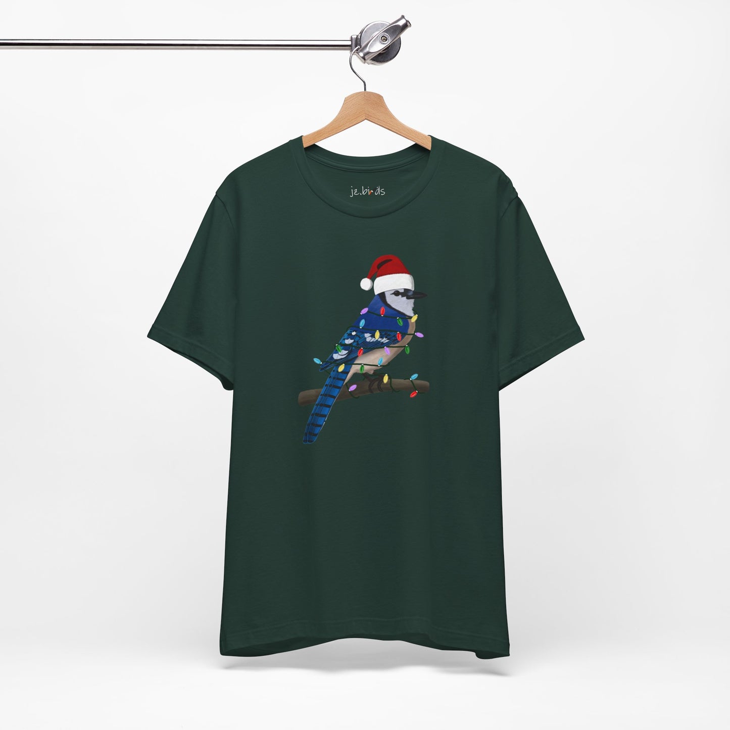 Blue Jay with Fairy Lights Christmas Bird T-Shirt