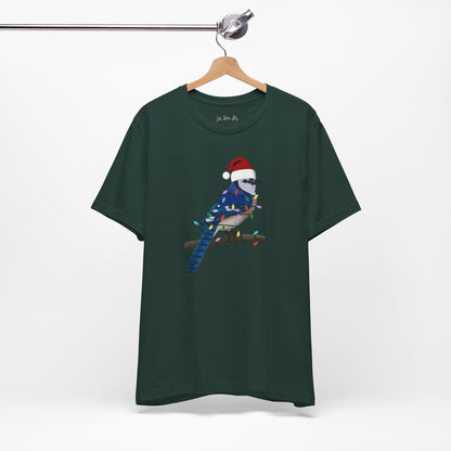 Blue Jay with Fairy Lights Christmas Bird T-Shirt