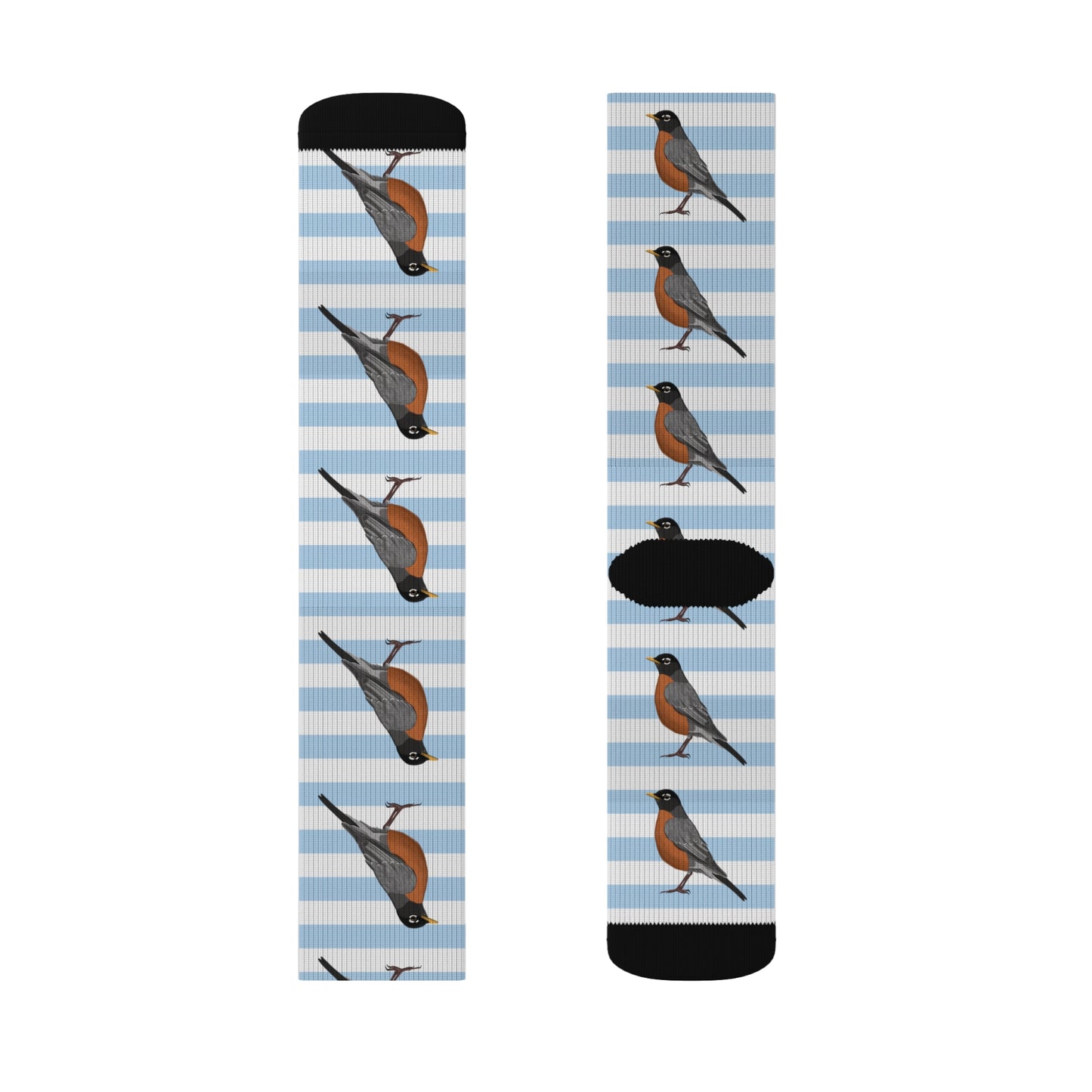 Robin Bird Blue White Striped Socks