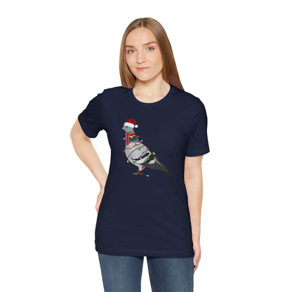 Pigeon with Fairy Lights Christmas Bird T-Shirt