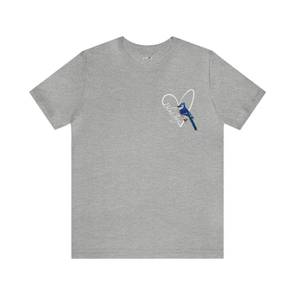 Blue Jay Heart Bird Unisex Tee - jz.birds