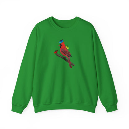 Cardinal with Butterflies Bird Birding & Birdwatching Sweatshirt