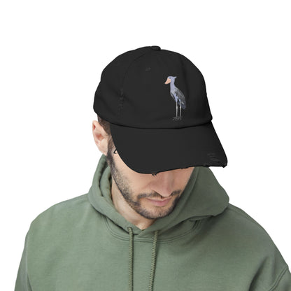 Shoebill Bird Art Distressed Cap