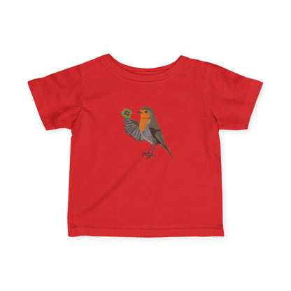 Süßes Rotkehlchen mit Glücksklee Vogel Tiermotiv T-Shirt für Babys und Kleinkinder